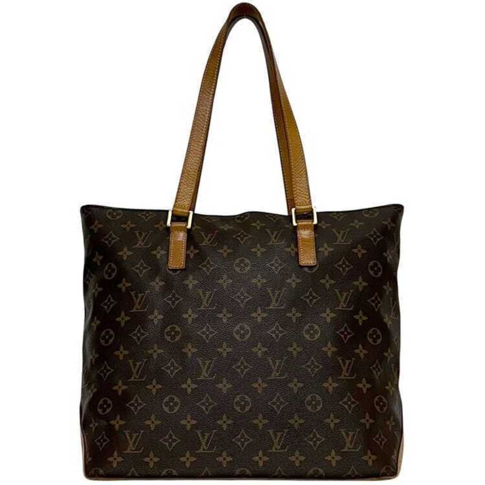 Louis Vuitton Cabas Mezzo Tote Bag Brown Monogram Canvas Leather Zip Shoulder